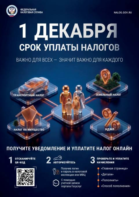 1 декабря — срок уплаты налогов за 2025 год